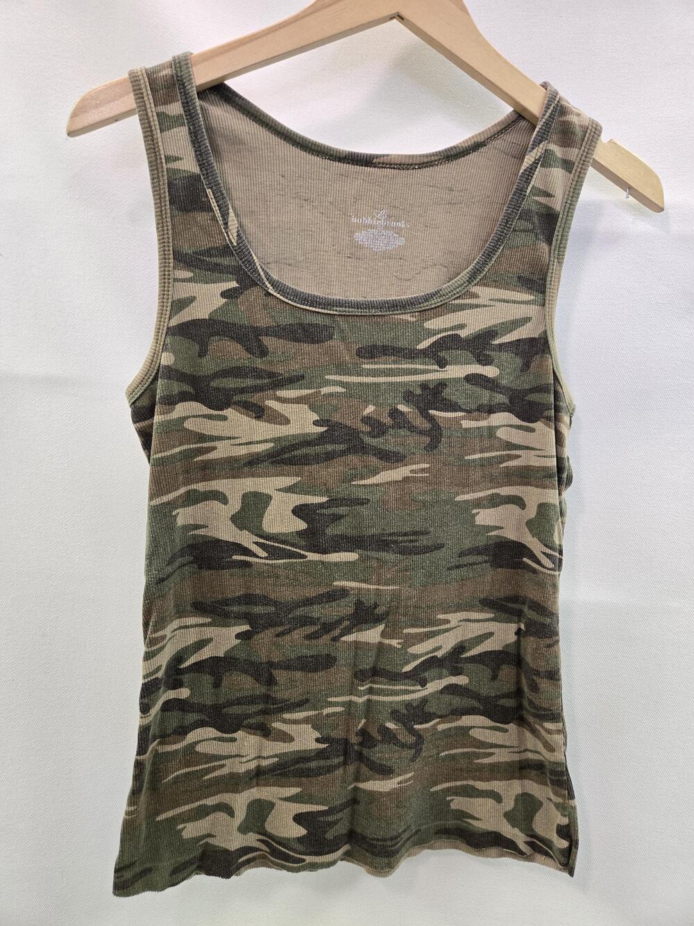 Bobbie Brooks Tank Top Womens 2X Green Camo Ribbed Sleeveless Stretch Shirt